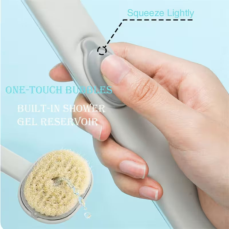 Best Back Scrubber For Shower With Handle  | Built-In Soap Dispenser | Soft Nylon Bristles | 36cm Reach