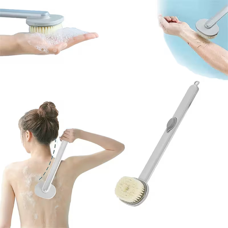 Best Back Scrubber For Shower With Handle  | Built-In Soap Dispenser | Soft Nylon Bristles | 36cm Reach