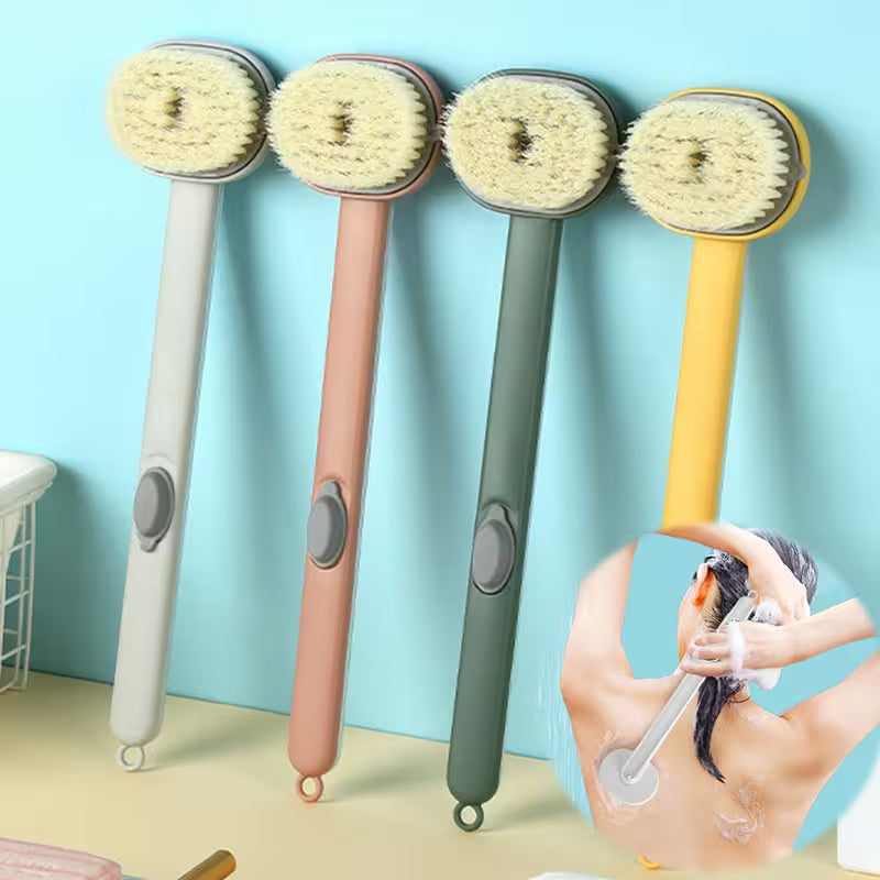 Best Back Scrubber For Shower With Handle  | Built-In Soap Dispenser | Soft Nylon Bristles | 36cm Reach
