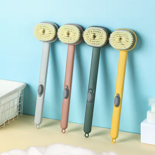 Best Back Scrubber For Shower With Handle  | Built-In Soap Dispenser | Soft Nylon Bristles | 36cm Reach
