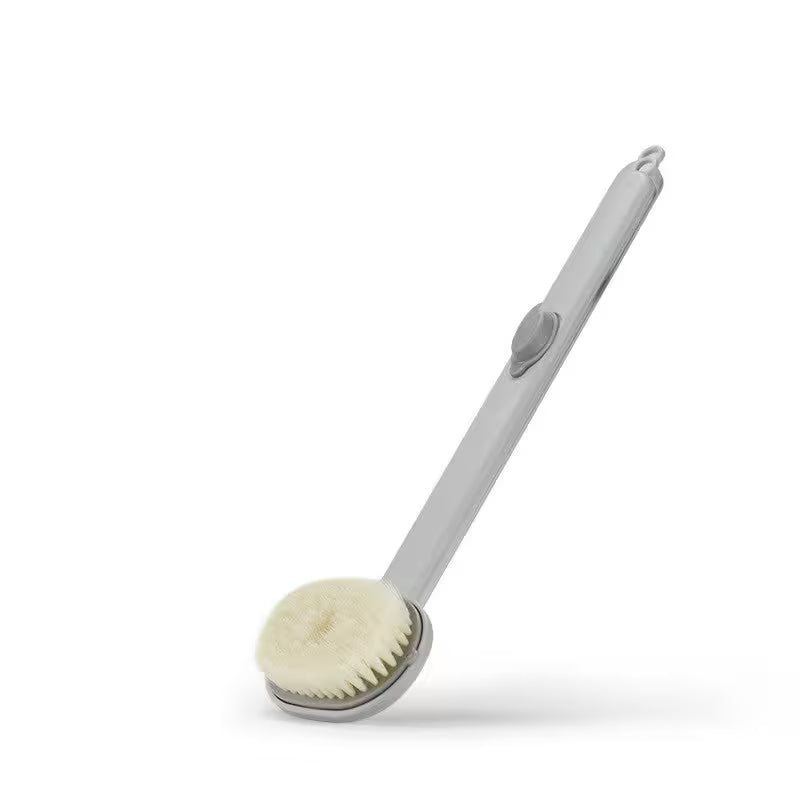 Gray Best Back Scrubber For Shower With Handle  | Built-In Soap Dispenser | Soft Nylon Bristles | 36cm Reach