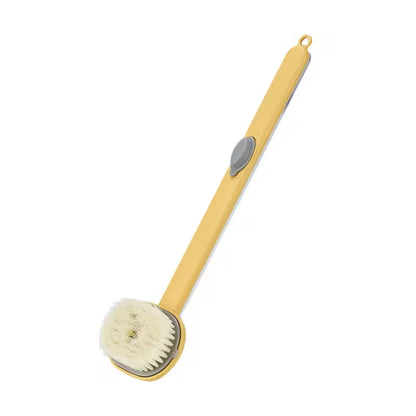 Yellow Best Back Scrubber For Shower With Handle  | Built-In Soap Dispenser | Soft Nylon Bristles | 36cm Reach