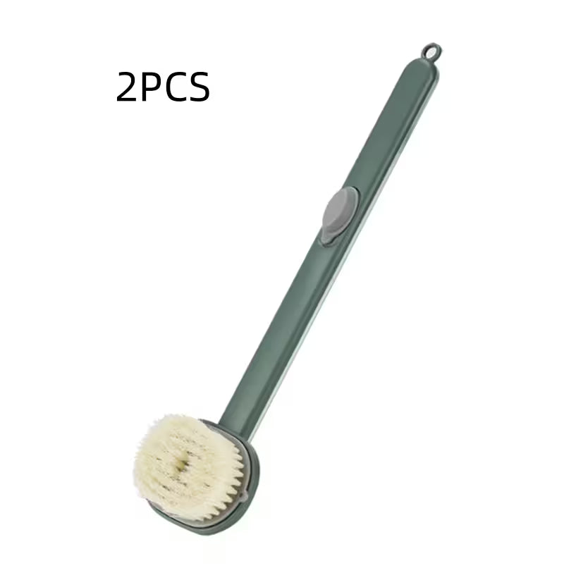 Green 2pcs Best Back Scrubber For Shower With Handle  | Built-In Soap Dispenser | Soft Nylon Bristles | 36cm Reach