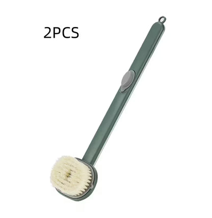 Green 2pcs Best Back Scrubber For Shower With Handle  | Built-In Soap Dispenser | Soft Nylon Bristles | 36cm Reach