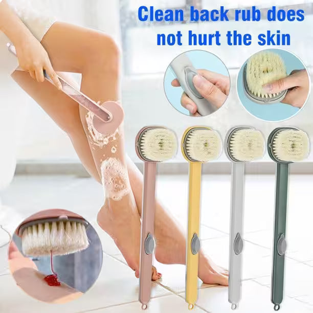 Best Back Scrubber For Shower With Handle  | Built-In Soap Dispenser | Soft Nylon Bristles | 36cm Reach
