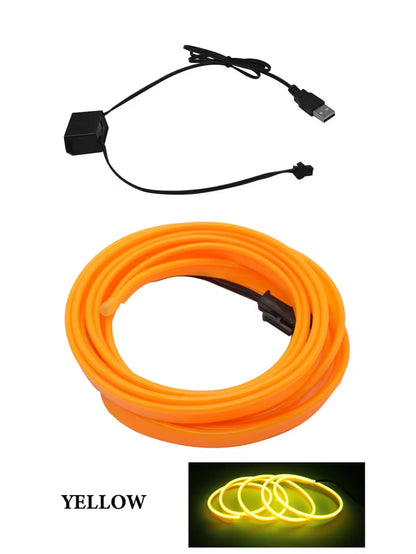 Best Car LED Lights With USB Drive – 16.5ft Fiber Optic Neon Wire, 7 Colors, Plug-and-Play, Interior Atmosphere Lighting
