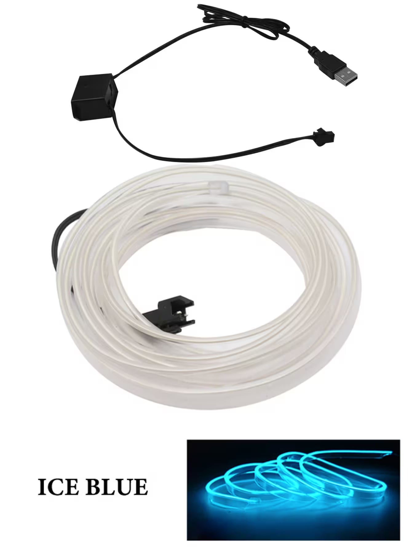 Best Car LED Lights With USB Drive – 16.5ft Fiber Optic Neon Wire, 7 Colors, Plug-and-Play, Interior Atmosphere Lighting
