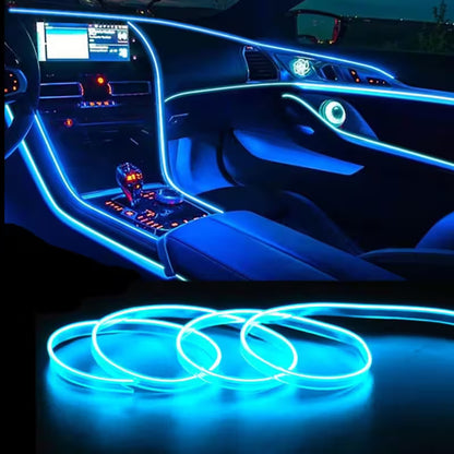 Best Car LED Lights With USB Drive – 16.5ft Fiber Optic Neon Wire, 7 Colors, Plug-and-Play, Interior Atmosphere Lighting