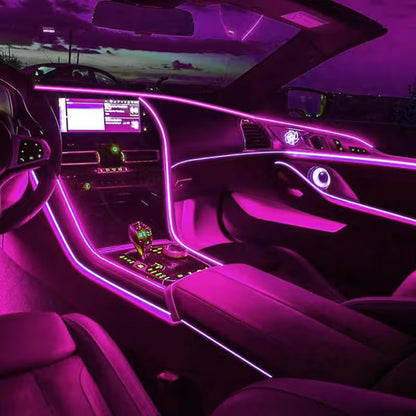 Best Car LED Lights With USB Drive – 16.5ft Fiber Optic Neon Wire, 7 Colors, Plug-and-Play, Interior Atmosphere Lighting