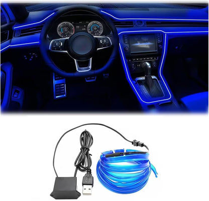 Best Car LED Lights With USB Drive – 16.5ft Fiber Optic Neon Wire, 7 Colors, Plug-and-Play, Interior Atmosphere Lighting