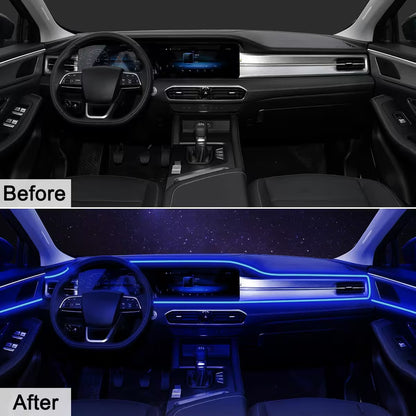 Best Car LED Lights With USB Drive – 16.5ft Fiber Optic Neon Wire, 7 Colors, Plug-and-Play, Interior Atmosphere Lighting