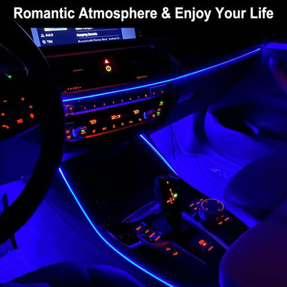 Best Car LED Lights With USB Drive – 16.5ft Fiber Optic Neon Wire, 7 Colors, Plug-and-Play, Interior Atmosphere Lighting