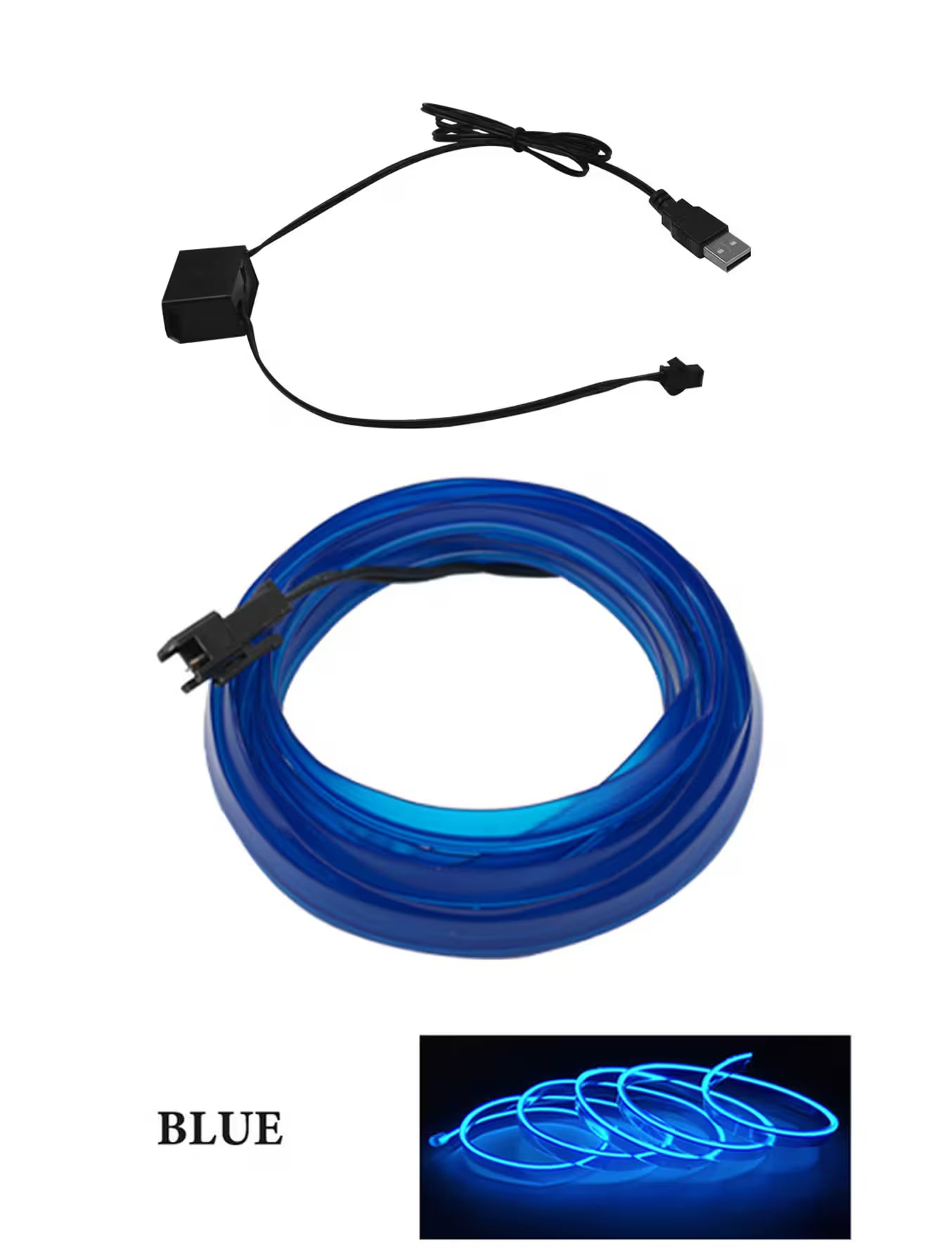 Best Car LED Lights With USB Drive – 16.5ft Fiber Optic Neon Wire, 7 Colors, Plug-and-Play, Interior Atmosphere Lighting