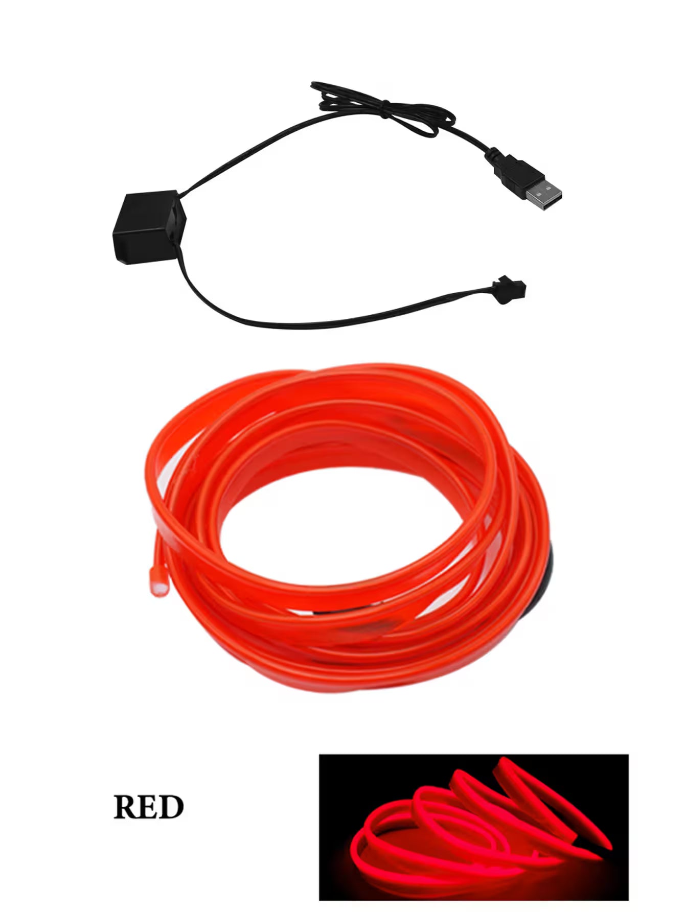 Best Car LED Lights With USB Drive – 16.5ft Fiber Optic Neon Wire, 7 Colors, Plug-and-Play, Interior Atmosphere Lighting
