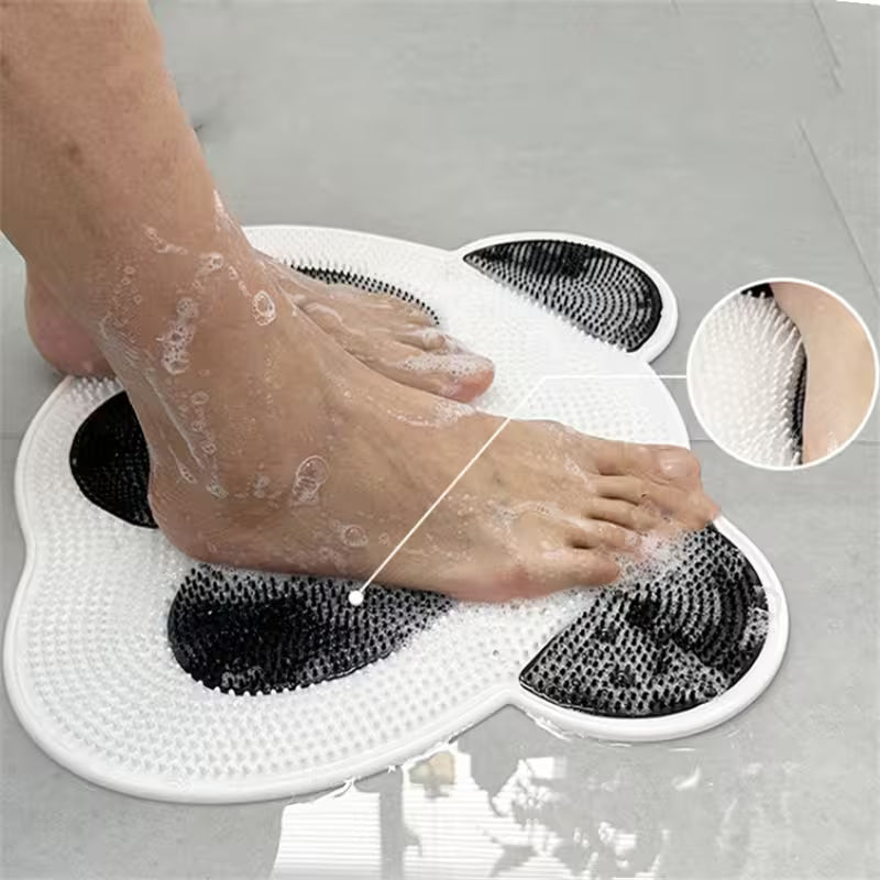 Best Shower Foot Scrubber Mat | Anti-Slip 54 Suction Cups | TPR Dual Bristles | 35×40cm
