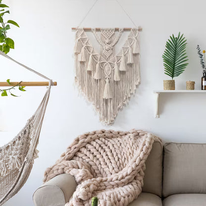 Big Macrame Wall Hanging | Hand-Knotted Cotton Rope Tapestry | Bohemian Wall Décor | Living Room Bedroom Nursery