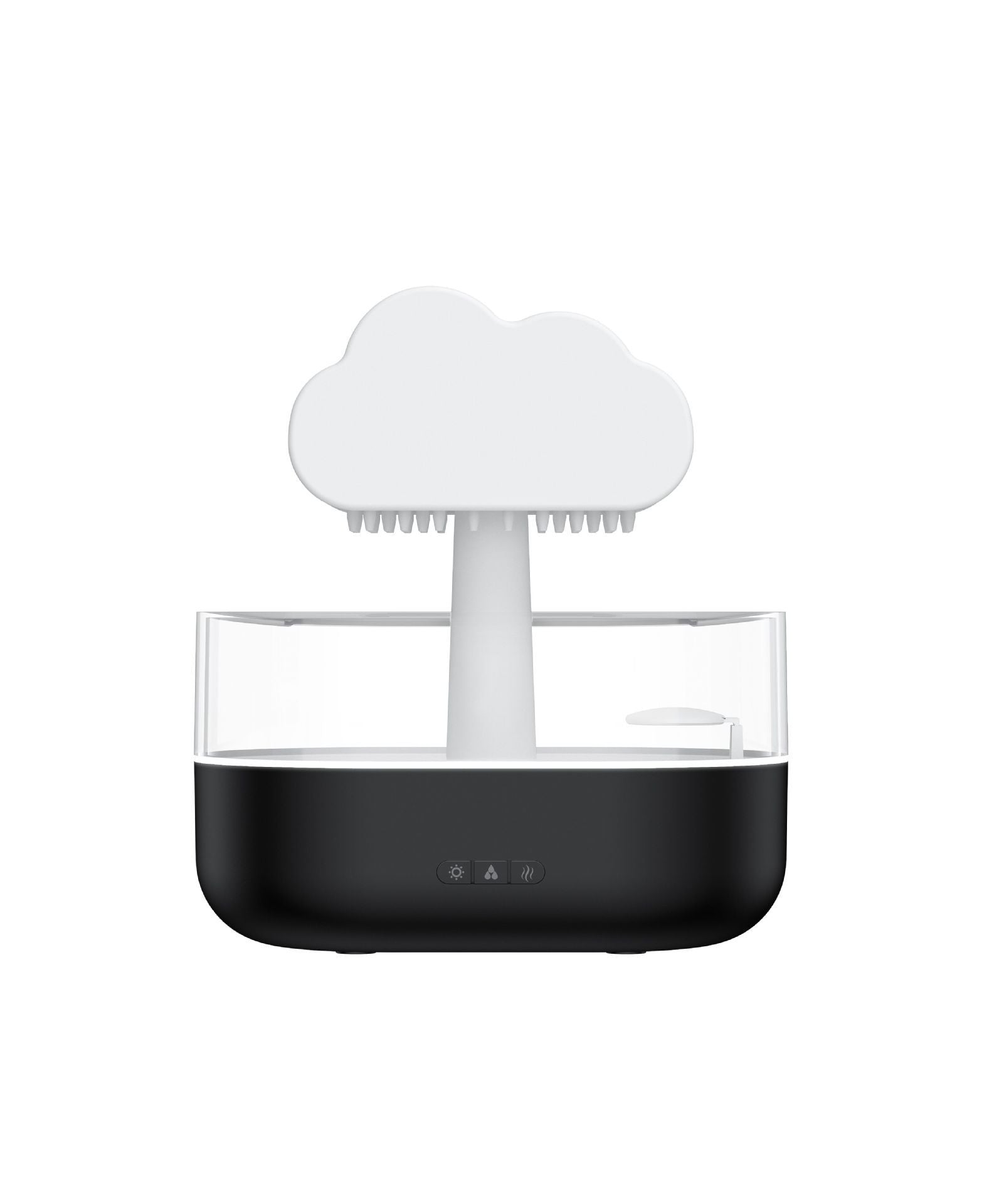Black electronic device with a cloud-shaped top on a white background