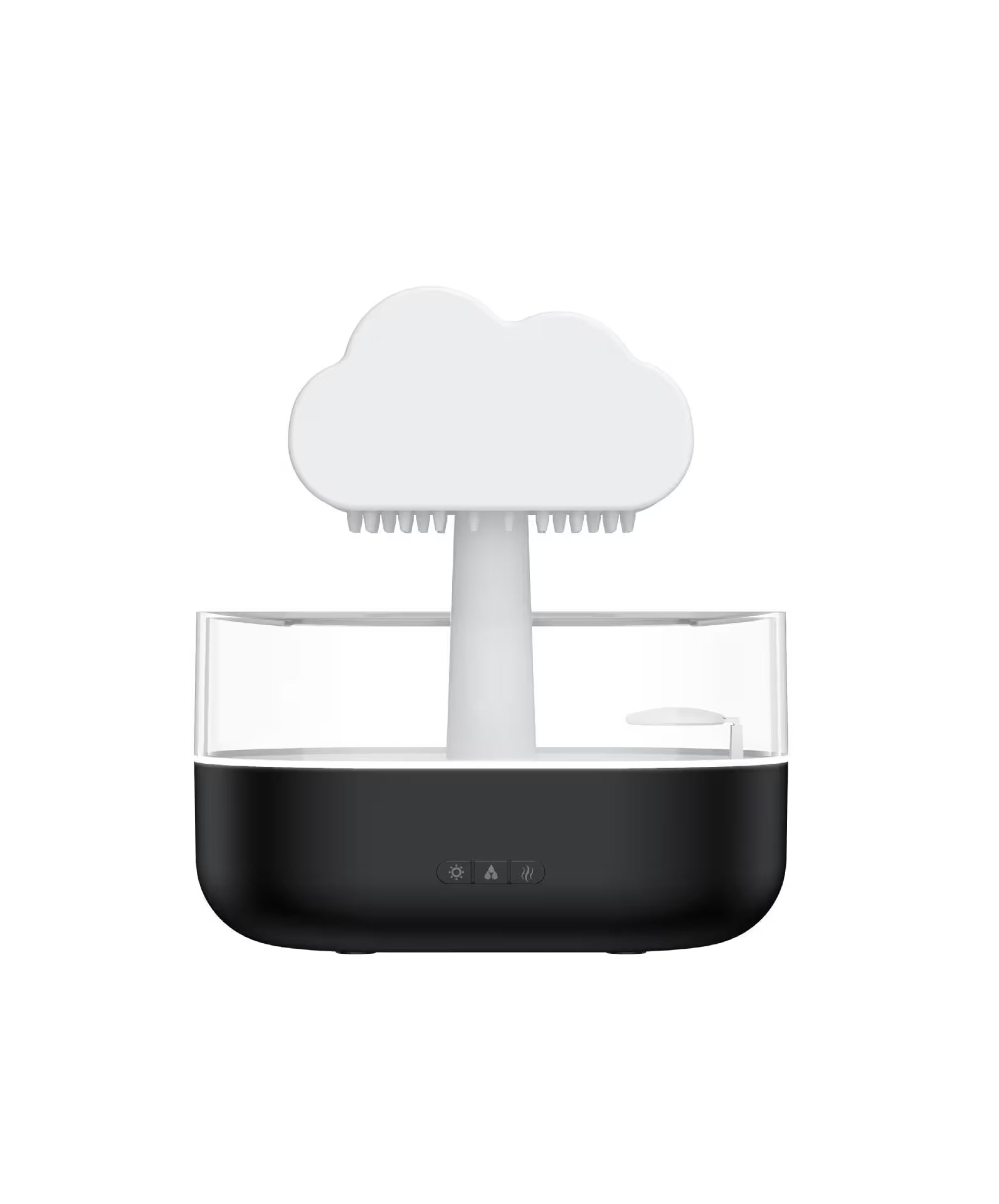 Black and white electronic device with cloud-like top on a white background