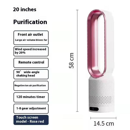 Bladeless Fan with Remote Control | Negative Ion Air Purifier Fan | 90° Oscillating | 8-Speed Touch Screen | Child Safe