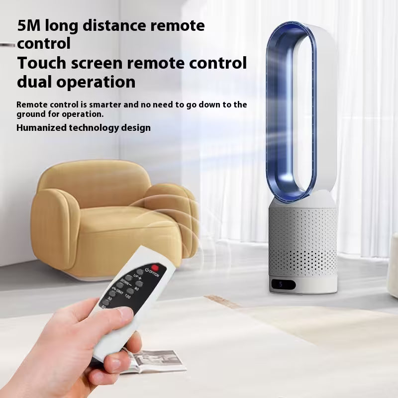Bladeless Fan with Remote Control | Negative Ion Air Purifier Fan | 90° Oscillating | 8-Speed Touch Screen | Child Safe