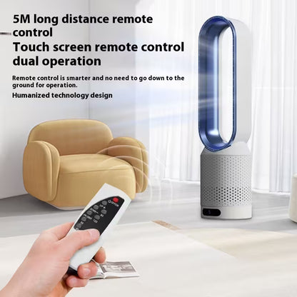 Bladeless Fan with Remote Control | Negative Ion Air Purifier Fan | 90° Oscillating | 8-Speed Touch Screen | Child Safe