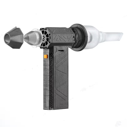 Gray and white dental tool on a white background