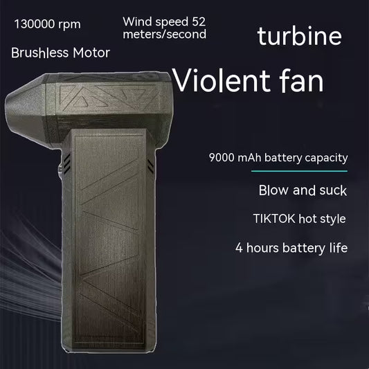 Violent fan with specifications on a dark background