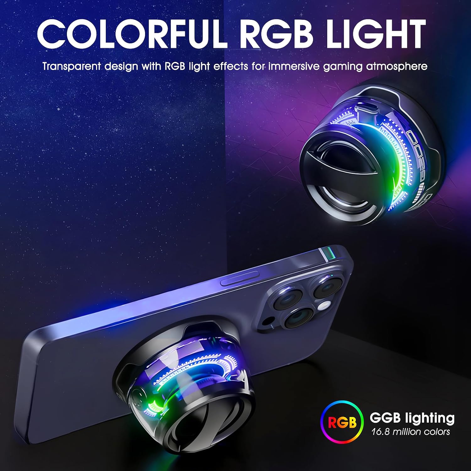 Bluetooth Speaker with Multi-RGB Color Light and Phone Holder for Metal Surface