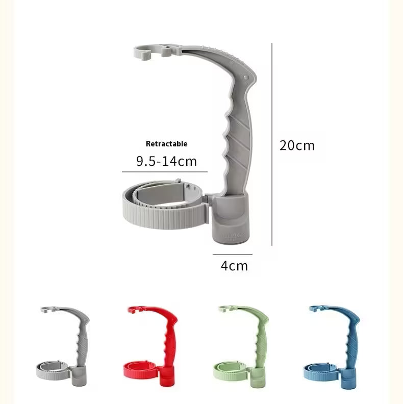 Retractable dog leash with measurements on a white background