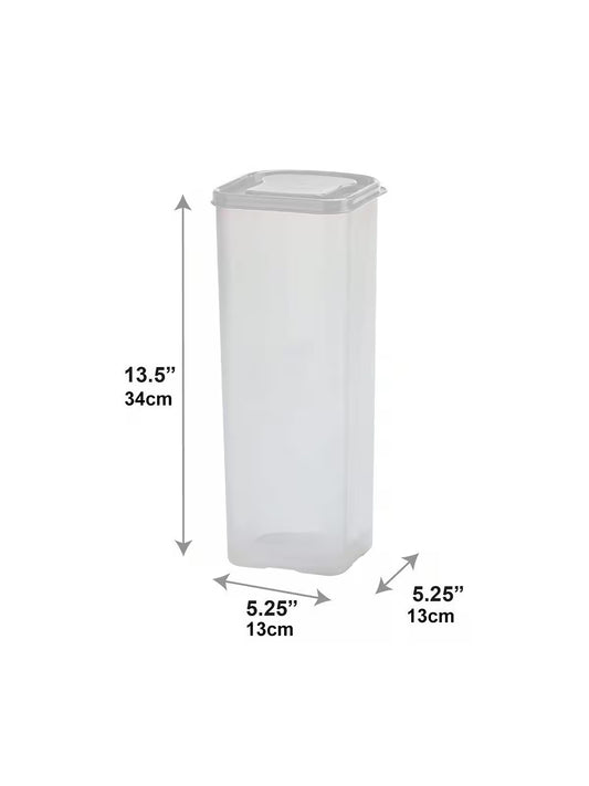 White trash bin with dimensions labeled on a white background