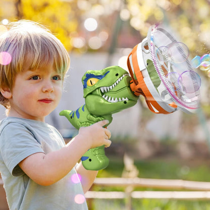 Perfect Birthday Gift: The dinosaur bubble machine makes for a perfect birthday gift for boys. Its cute design and fun bubble-blowing capabilities are sure to make any kid's day. The bubble machine is also easy to use and safe, making it a great addition to any outdoor playtime or party.