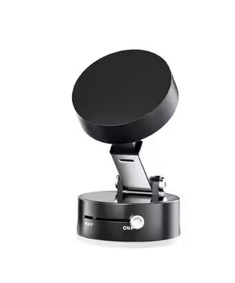 Black magnetic phone holder on a white background