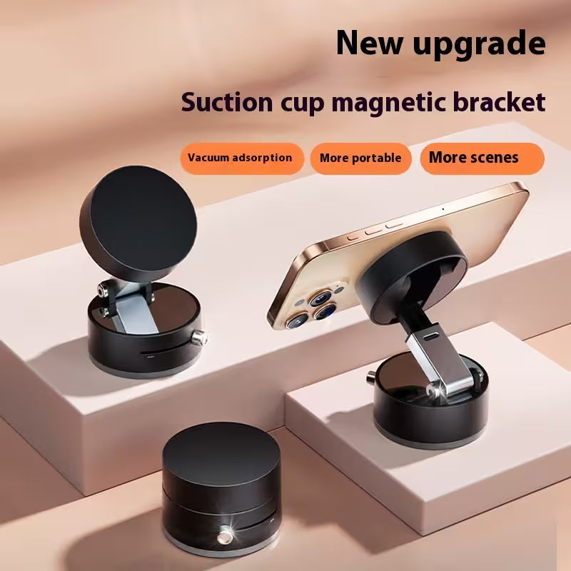 Suction cup magnetic bracket with smartphone holder on a beige background