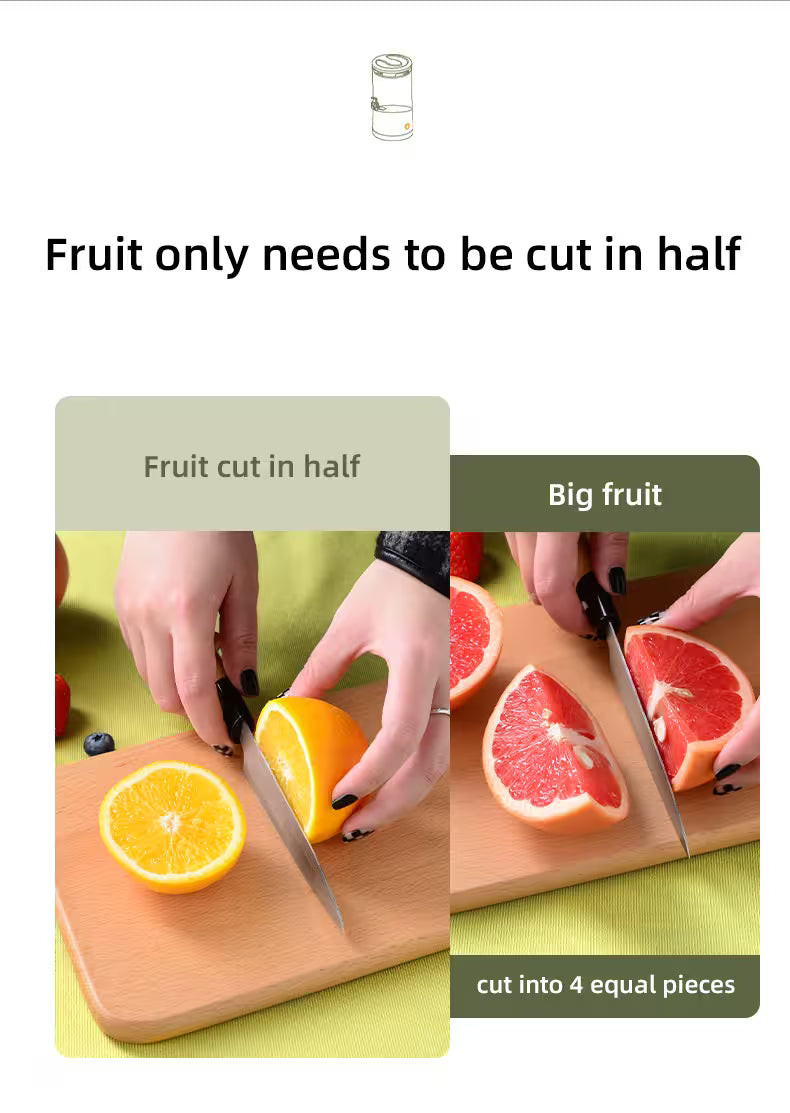 Instructions on cutting fruit, with images of an orange and a grapefruit being cut.
