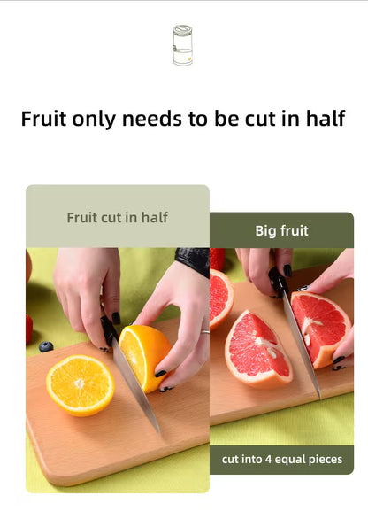Instructions on cutting fruit, with images of an orange and a grapefruit being cut.