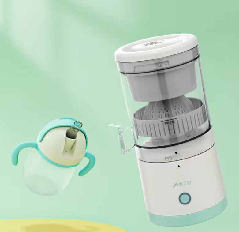 Baby bottle sterilizer and sippy cup on a light green background