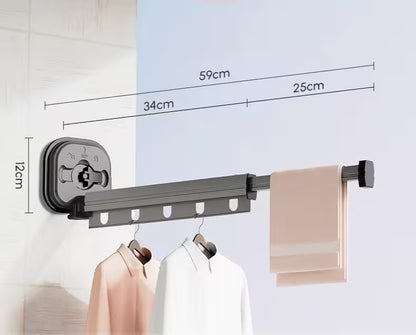 Towel rack with dimensions displayed on a white background