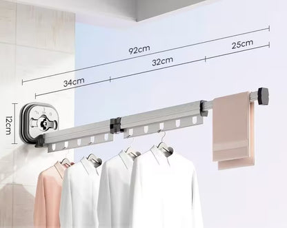 Towel rack with dimensions displayed on a white background