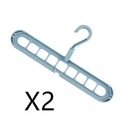 Metallic hanger with multiple hooks on a white background
