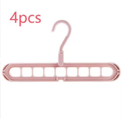 Pink hanger with four hooks on a white background, labeled '4pcs'.