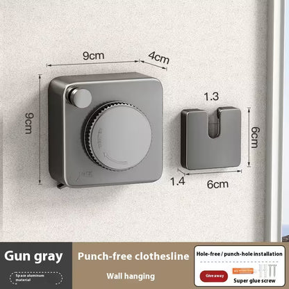 Gray wall hook with dimensions on a light gray background