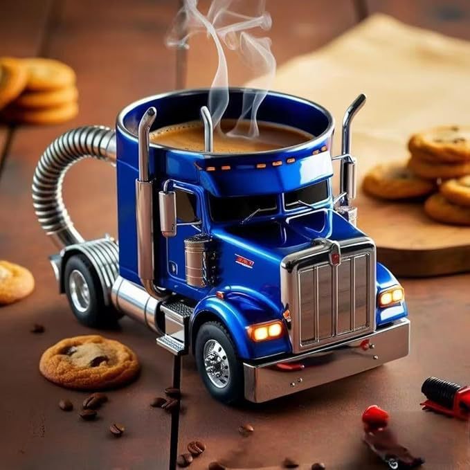 Blue Semi Truck Handcrafted Coffee Mug