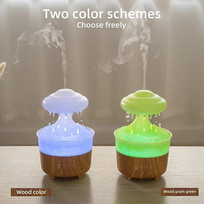 Two diffusers with cloud-shaped top and wooden base on a neutral background.