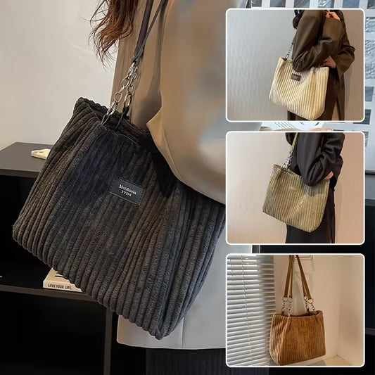 Collage of a textured handbag with different color options held by a person.