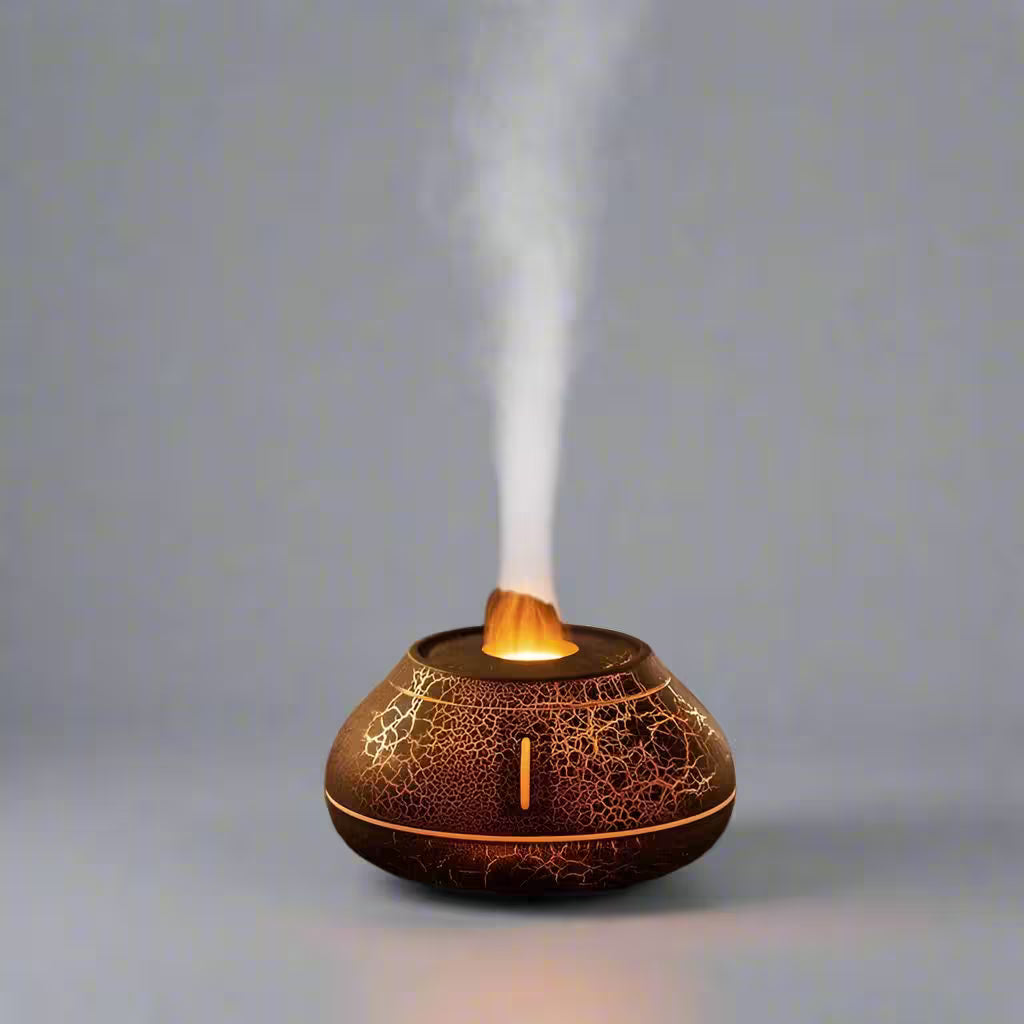 Decorative oil diffuser with crackled design on a gray background