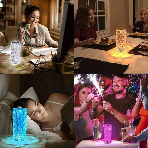 Collage of people using LED candle lights in various settings
