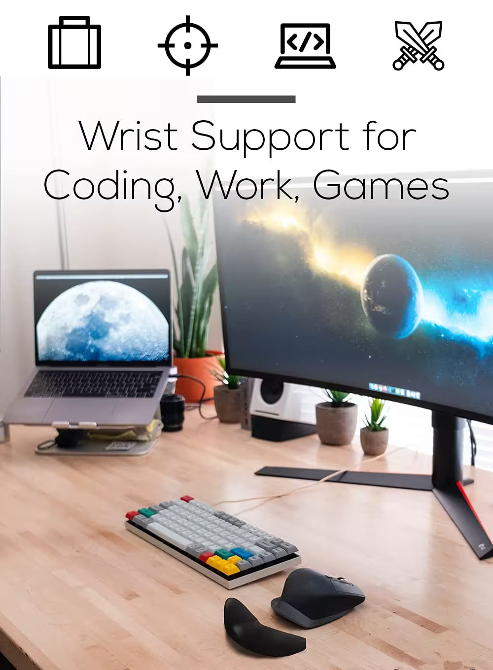 Custom Ergonomic Mouse Pad | Glider Wrist Rest for Mouse | Carpal Tunnel & RSI Relief | Gaming & Office Desk Accessory