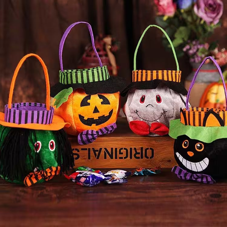 Custom Halloween Trick or Treat Bags | Black Cat, Pumpkin, Vampire & Witch