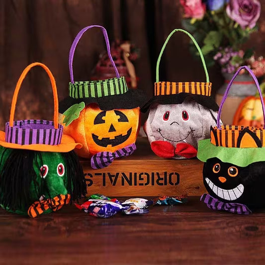 Custom Halloween Trick or Treat Bags | Black Cat, Pumpkin, Vampire & Witch