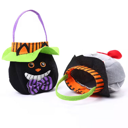 Custom Halloween Trick or Treat Bags | Black Cat, Pumpkin, Vampire & Witch